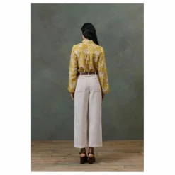 Sale Louise Misha Haut de Pyjama Loulna Mountain Avens Soie Habutai - Collection Femme | Jaune