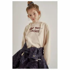 New the new society Hoodie Logo Flock | Ecru