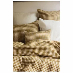 New Gabrielle Paris Housse de couette en lin lavé vichy | Curry