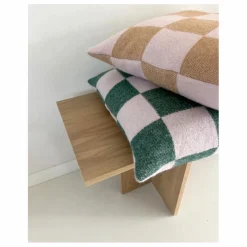 Maison Deux Housse de coussin en laine Damier | Terracotta Hot