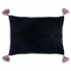 Le Monde Sauvage Housse de coussin en velours de soie Goa Bleu nuit Discount