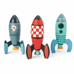 Tender Leaf Toys Jeu de Construction Fusées en bois - Set de 3