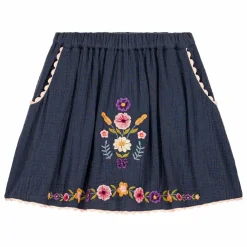 Hot Louise Misha Jupe Brodée Pialou Coton Bio | Bleu