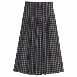 the new society Jupe Dione Carreaux Laine | Gris foncé Sale