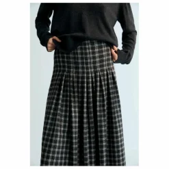 the new society Jupe Dione Carreaux Laine | Gris foncé Sale