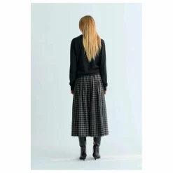 the new society Jupe Dione Carreaux Laine | Gris foncé Sale