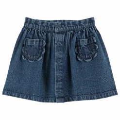 Emile et Ida Jupe en Jean Poches Fleurs | Bleu Discount