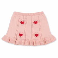 Konges Sløjd Jupe Soleil Coeurs Maille Coton Bio | Rose pâle Sale