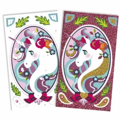 Janod Loisirs Créatifs|Kit pour dessins pailletés Licornes - x Hachette