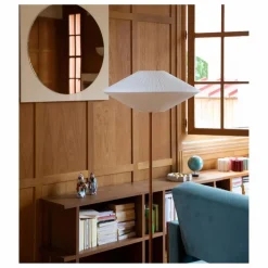 The Socialite Family Luminaires|Lampadaire Brera pied cuir et abat-jour coton plissé |