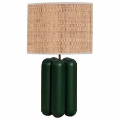Cosin Lampe à poser abat-jour en raphia Charlotte | Vert foncé Outlet