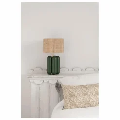 Cosin Lampe à poser abat-jour en raphia Charlotte | Vert foncé Outlet