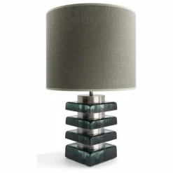 New The Socialite Family Lampe à poser Marta en verre et tissu texturé | Vert émeraude