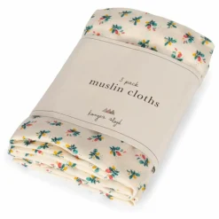 Konges Sløjd Langes|Bavoirs, Langes|Langes en coton bio Fleurs - Set de 3