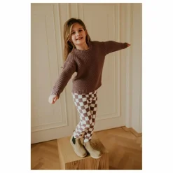 Yuki Legging Carreaux Coton Bio | Mauve Outlet