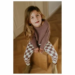 Yuki Legging Carreaux Coton Bio | Mauve Outlet