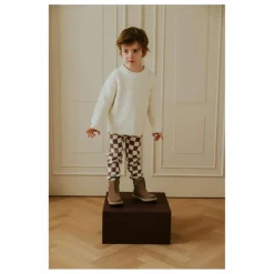 Yuki Legging Carreaux Coton Bio | Mauve Outlet