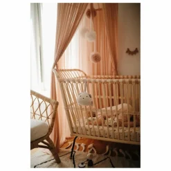 Bermbach Handcrafted Lit bébé Frederick en rotin - Liens cuir