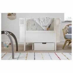 Sebra Lit évolutif en Bois de bouleau 70x110 cm | Blanc