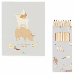 Konges Sløjd Livre de coloriage et crayons de couleurs Farm |