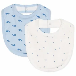 Hot Petit Bateau Lot 2 Bavoirs Beryl Coton Bio | Bleu