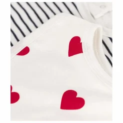 Outlet Petit Bateau Lot 2 Bavoirs Cœurs | Blanc