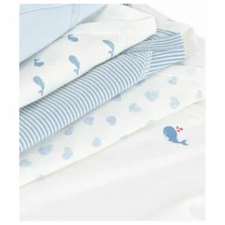 Petit Bateau Lot 5 Bodies Cache-Coeur Baleines Coton Bio | Bleu Clearance
