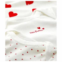 Petit Bateau Premières Tenues|Pyjamas Et Bodies|Lot 3 Bodies Coeur Coton Bio |