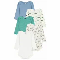 Petit Bateau Lot 5 Bodies Crocodiles Coton Bio |