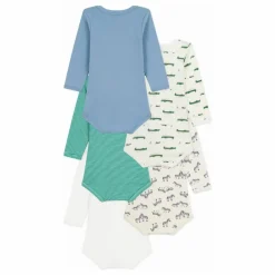 Petit Bateau Lot 5 Bodies Crocodiles Coton Bio |