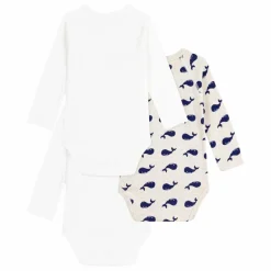 Petit Bateau Lot 3 Bodies Croisés Baleines Coton Bio | Blanc Best