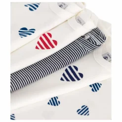 Petit Bateau Lot 5 Bodies Cœur Rayé Coton Bio |