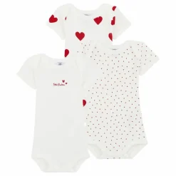 Petit Bateau Lot 3 Bodies Cœurs Coton Bio |