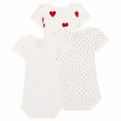 Petit Bateau Lot 3 Bodies Cœurs Coton Bio |