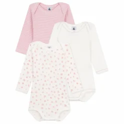 Sale Petit Bateau Lot 3 Bodies Girly | Blanc