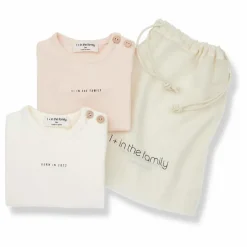 New 1+ in the family Lot 2 bodies Lis Coton Bio | Rose poudré