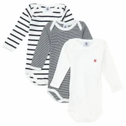 Petit Bateau Lot 3 Bodies Marinière Coton Bio | Bleu Outlet