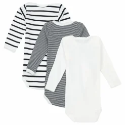 Petit Bateau Lot 3 Bodies Marinière Coton Bio | Bleu Outlet