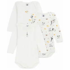 Petit Bateau Bodies, Combinaisons|Pyjamas Et Bodies|Lot 3 Bodies Paris Coton Bio |