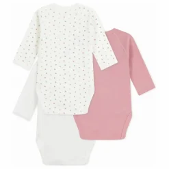Petit Bateau Lot 3 Bodies Petit Cœur Coton Bio | Ecru