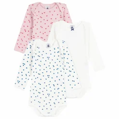 Petit Bateau Pyjamas Et Bodies|Premières Tenues|Lot 3 Bodies Pommes Coton Bio |