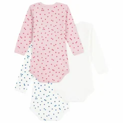 Petit Bateau Pyjamas Et Bodies|Premières Tenues|Lot 3 Bodies Pommes Coton Bio |