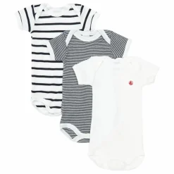 Petit Bateau Lot 3 Bodies Sans Manches Marinière Coton Bio | Bleu Best