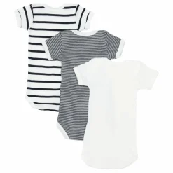 Petit Bateau Lot 3 Bodies Sans Manches Marinière Coton Bio | Bleu Best