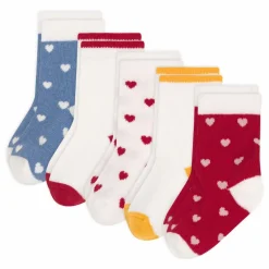 New Petit Bateau Lot 5 Chaussettes Cœur | Ecru