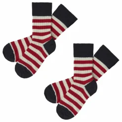 Sale FUB Lot 2 Chaussettes Rayures Laine | Rouge