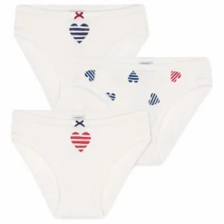 Enfant Petit Bateau Lot 3 Culottes Cœur Rayé Coton Bio |