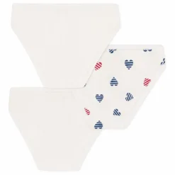 Enfant Petit Bateau Lot 3 Culottes Cœur Rayé Coton Bio |