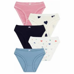 Hot Petit Bateau Lot 5 Culottes Cœurs Coton Bio | Blanc
