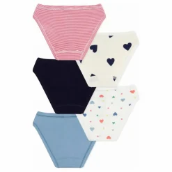 Hot Petit Bateau Lot 5 Culottes Cœurs Coton Bio | Blanc